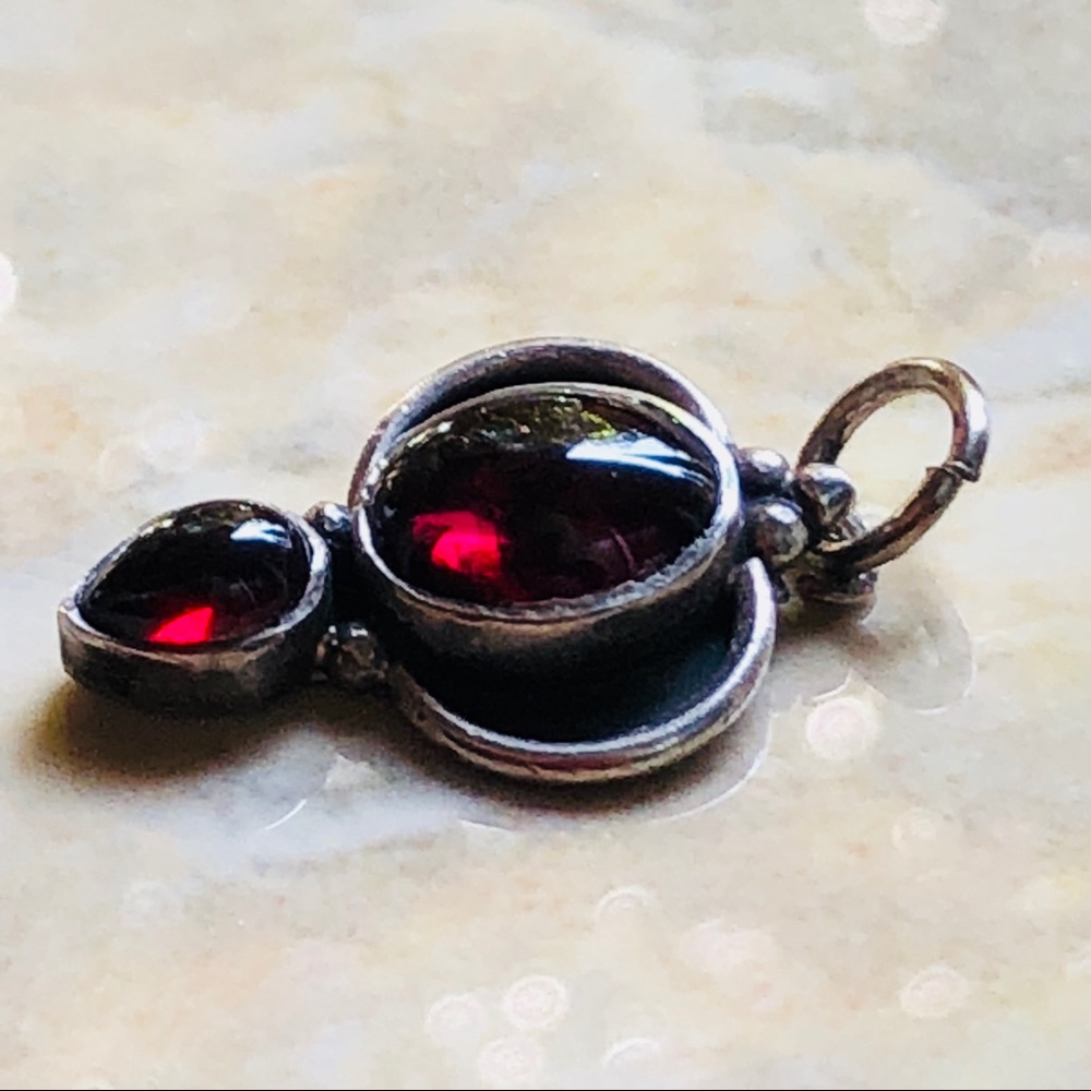 Art Nouveau Style Sterling Garnet Pendant Charm